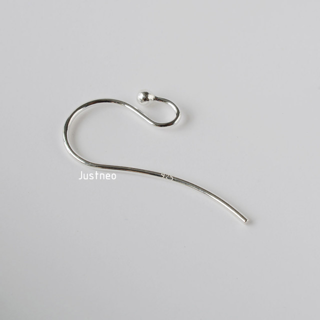 ear hook,24*0.8mm solid 925 sterling silver earring wire hooks with 2mm  ball 